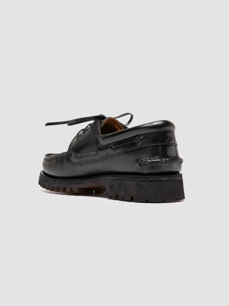 HERITAGE FLEXI 001 - Black Leather Boat Shoes