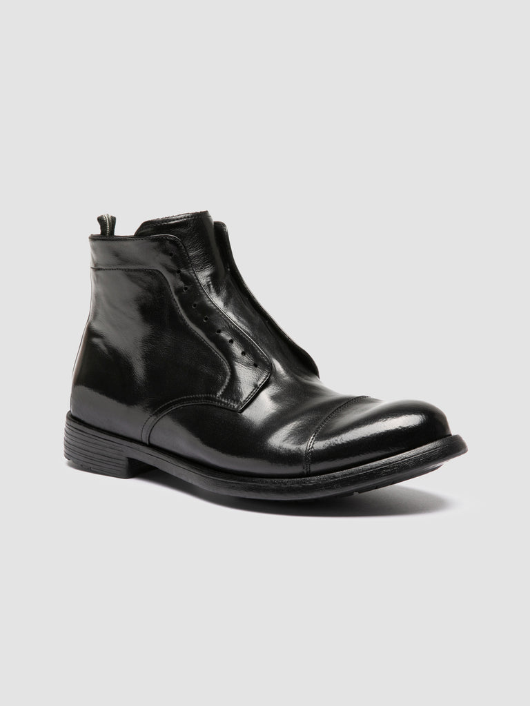 HIVE 005 - Black Leather Zipped Boots
