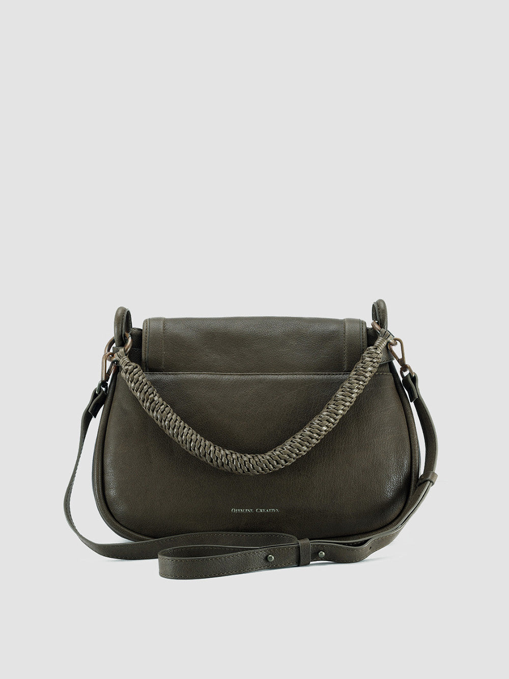 HOLES WOVEN 05 - Green Leather Handle Bag