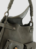 HOLES WOVEN 05 - Green Leather Handle Bag