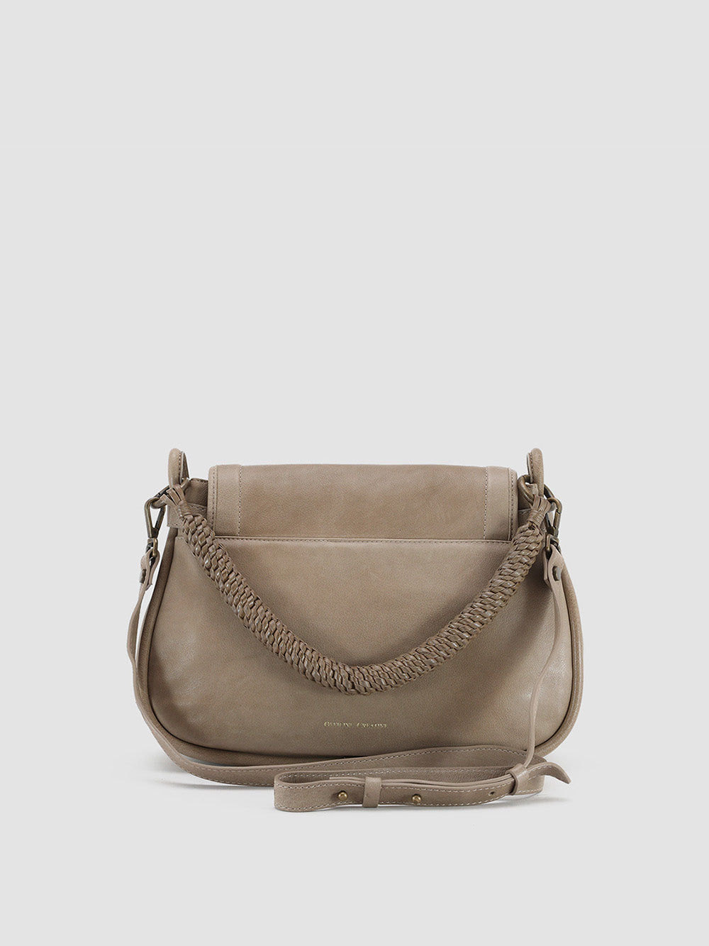 HOLES WOVEN 05 - Taupe Leather Handle Bag