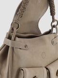 HOLES WOVEN 05 - Taupe Leather Handle Bag