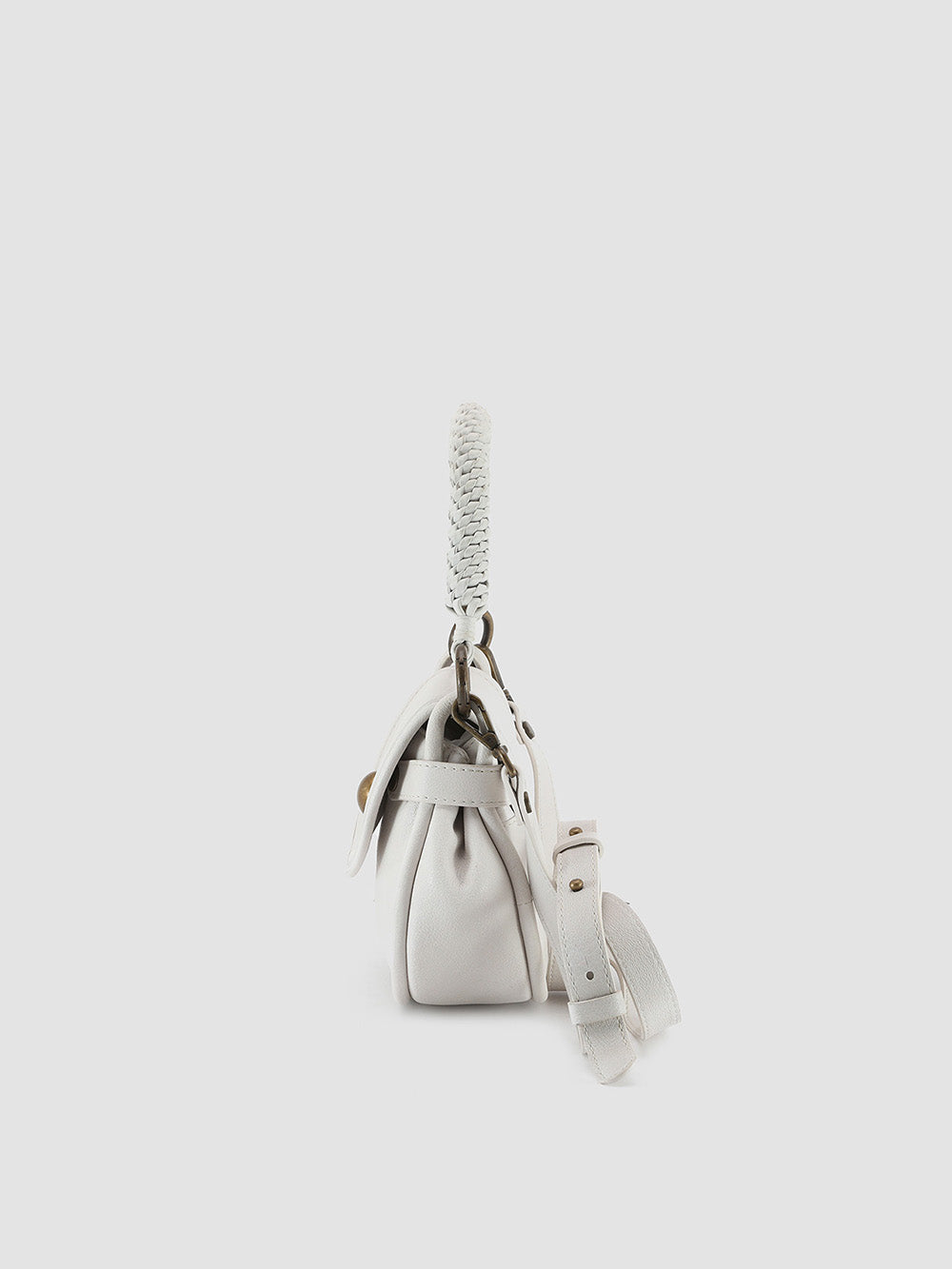 HOLES WOVEN 06 - White Leather Handle Bag