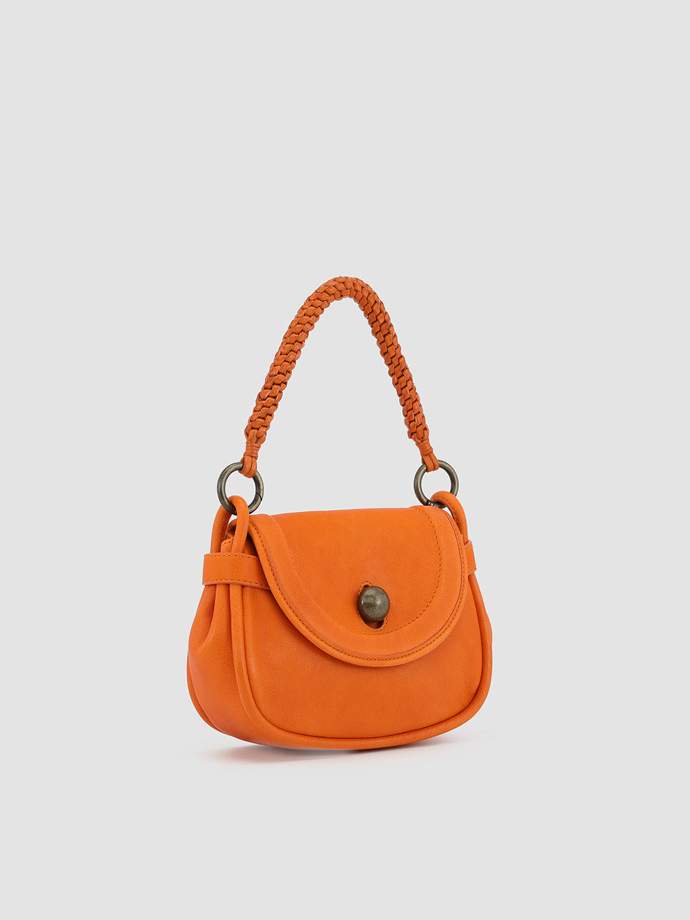 HOLES WOVEN 02 - Orange Leather Handle Bag