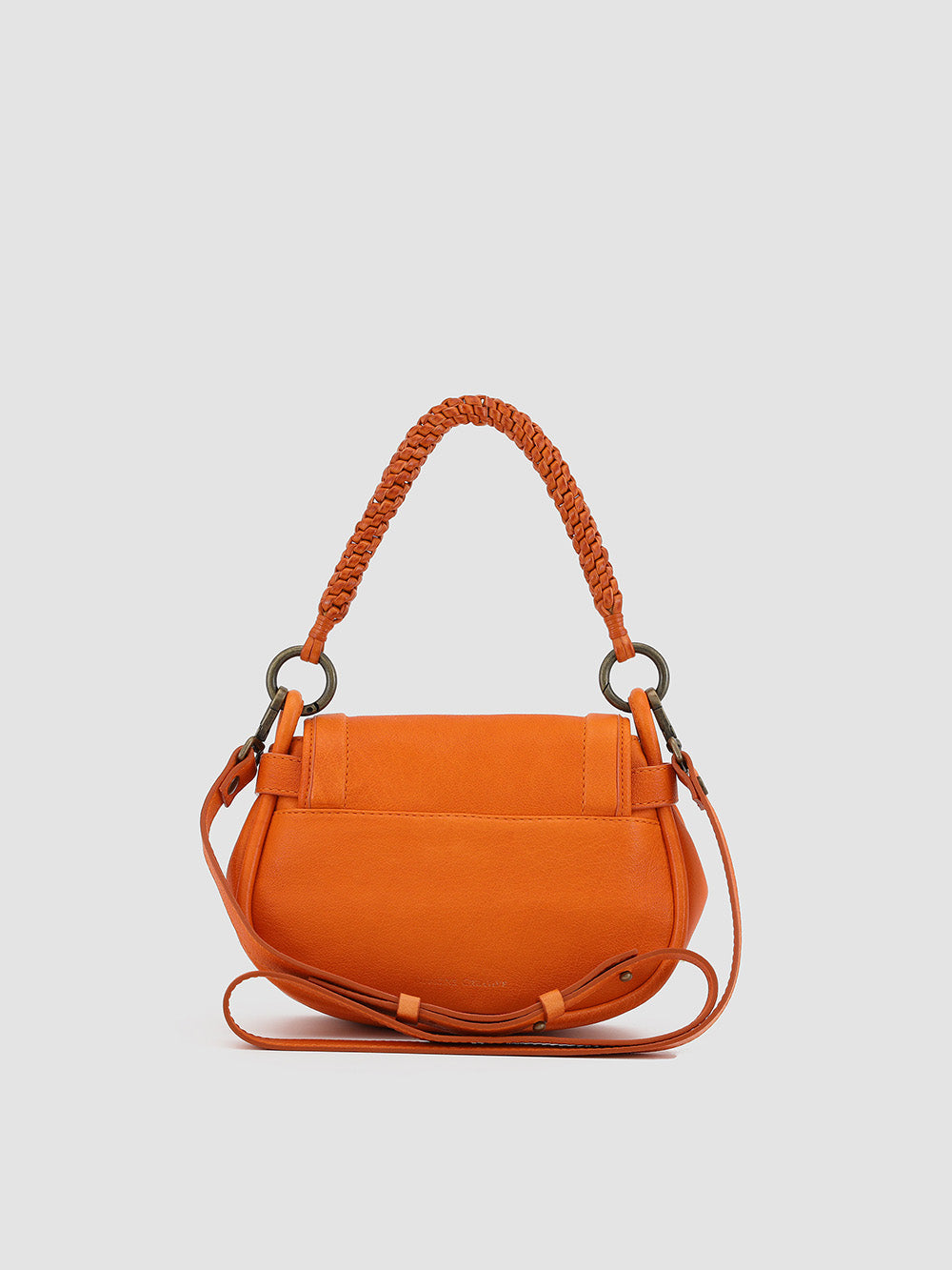 HOLES WOVEN 02 - Orange Leather Handle Bag