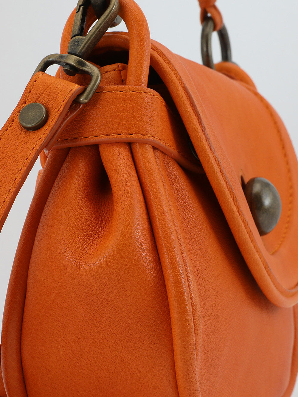 HOLES WOVEN 02 - Orange Leather Handle Bag