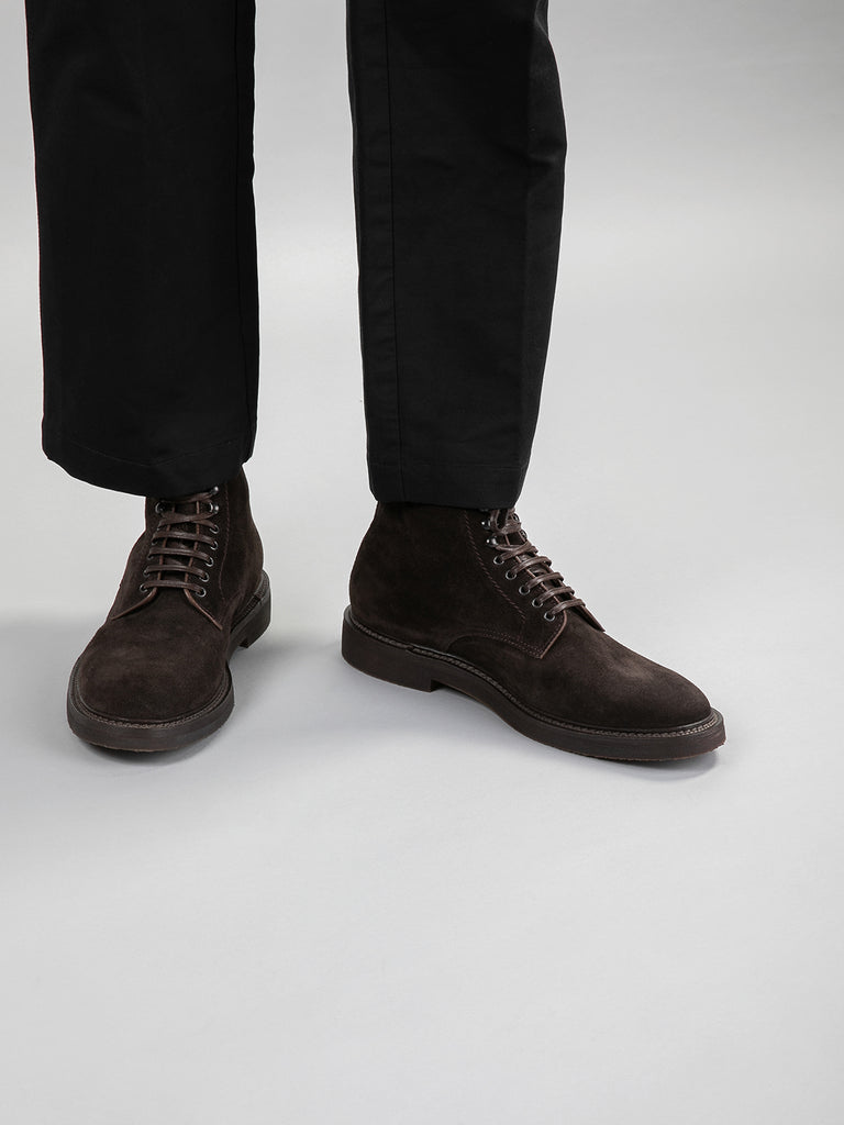 HOPKINS FLEXI 203 - Brown Suede Lace-up Boots