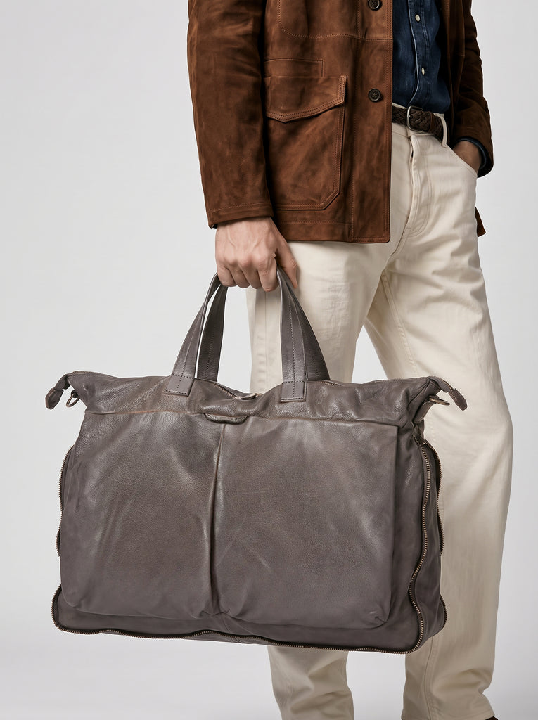 HELMET 046 - Grey Leather Briefcase