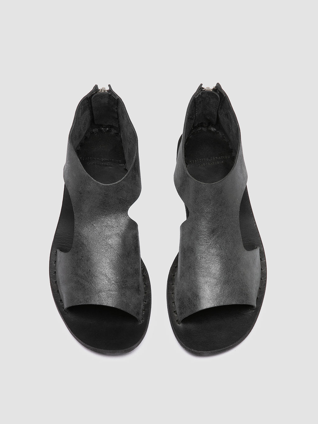 ITACA 047 - Black Leather Sandals - image 2,side view