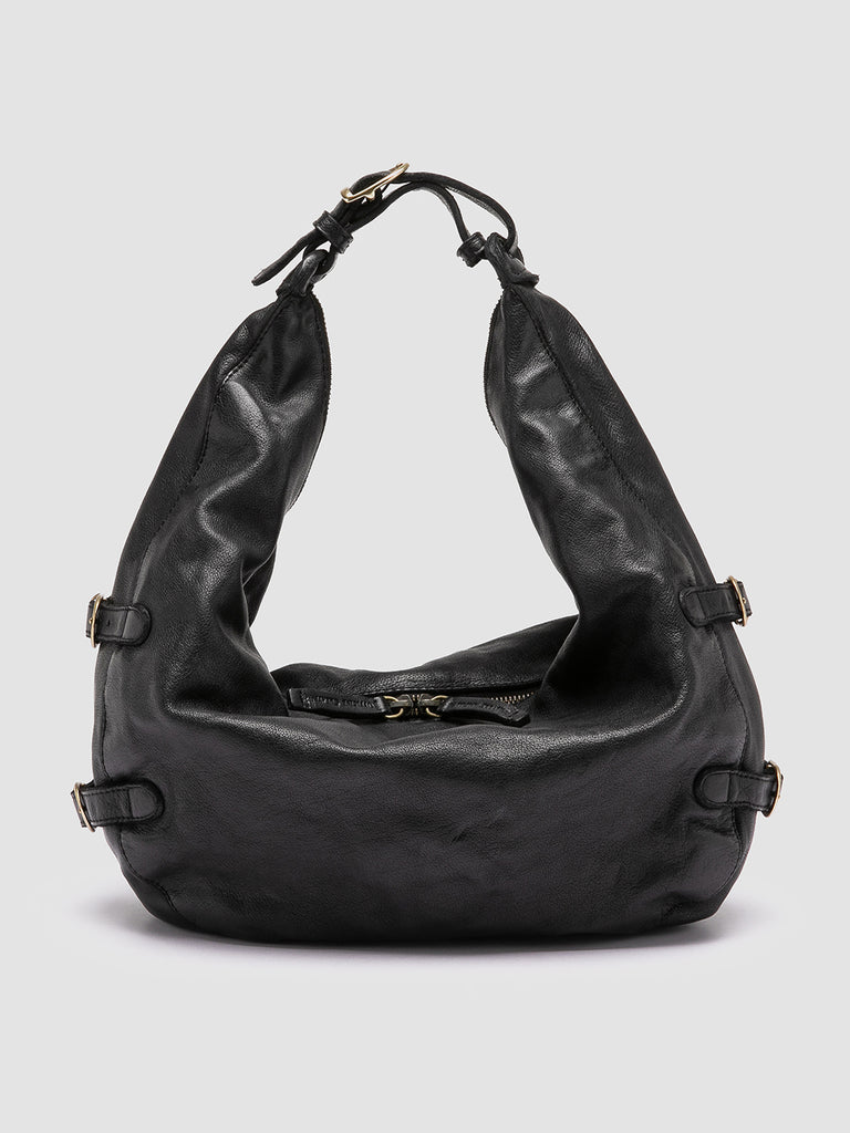 JULIE 008 - Black Leather Shoulder Bag