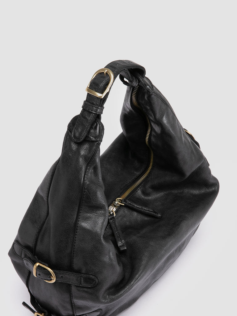 JULIE 008 - Black Leather Shoulder Bag