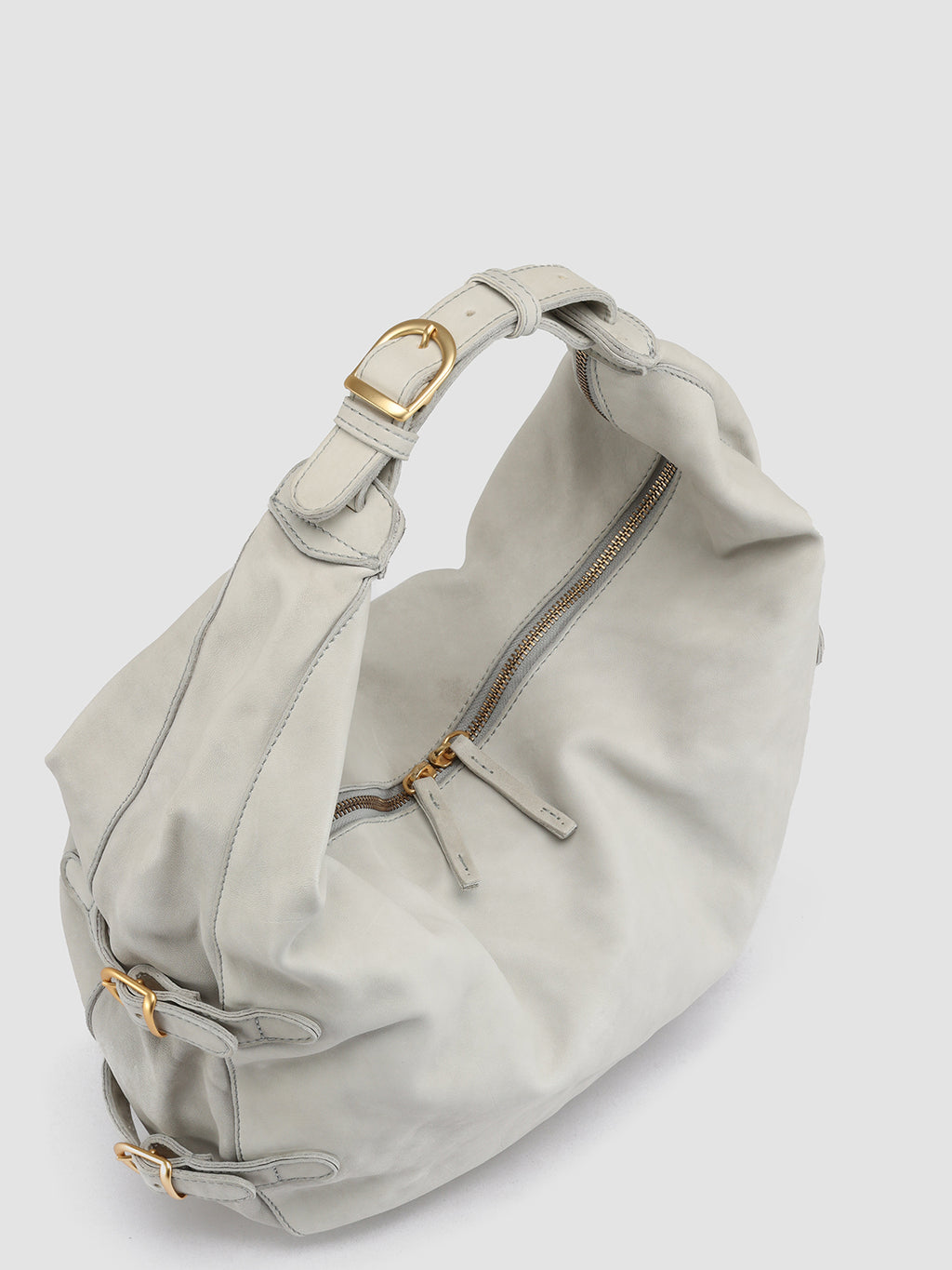 JULIE 008 - Grey Leather Shoulder Bag