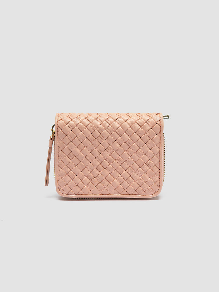 JULIET 102 - Rose Woven Leather Zip-Around Wallet