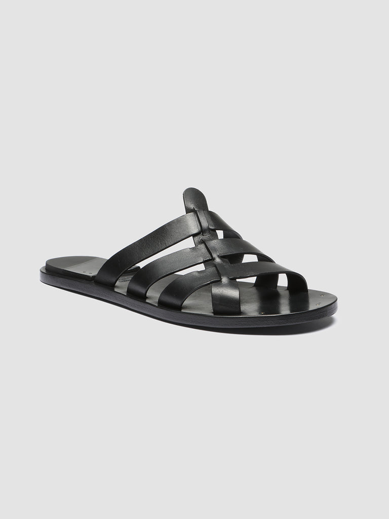 KONTRAIRE 011 - Black Leather Slide Sandals