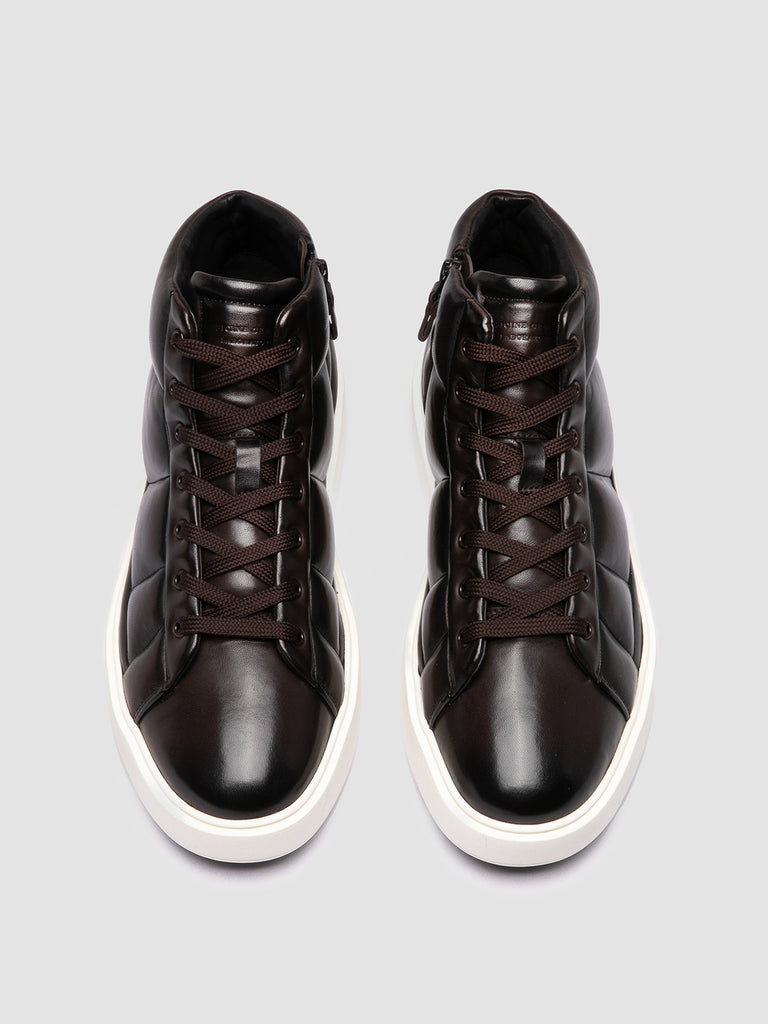 LEISURE 002 - Brown Leather High Top Sneakers