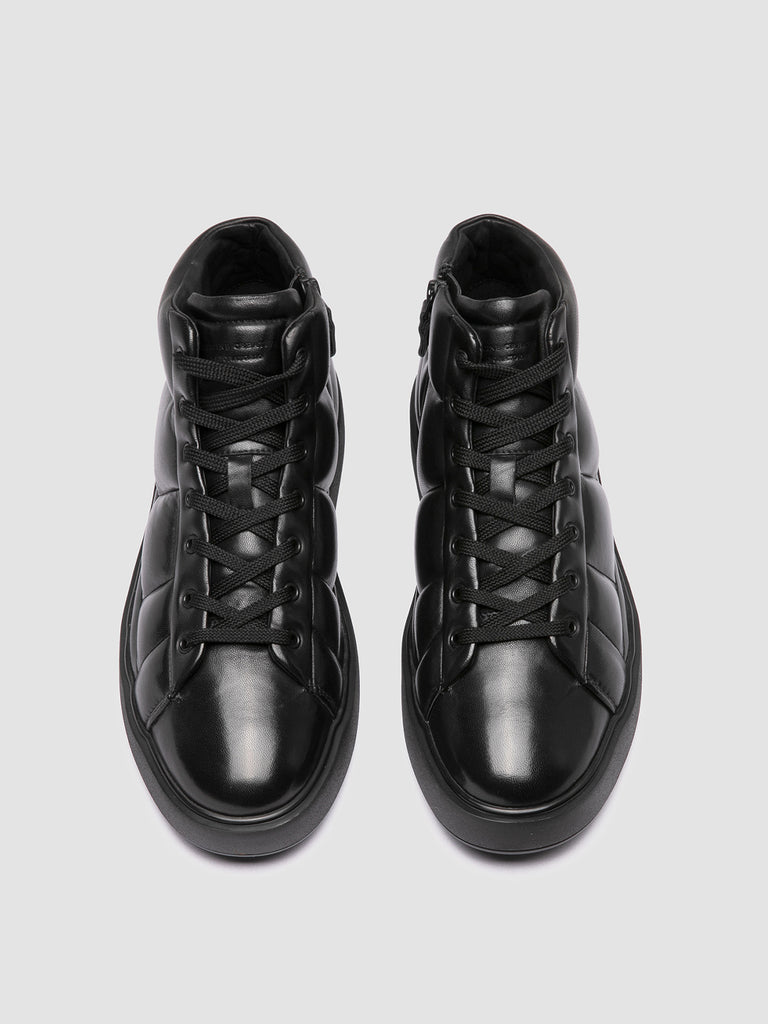 LEISURE 002 - Black Leather High Top Sneakers