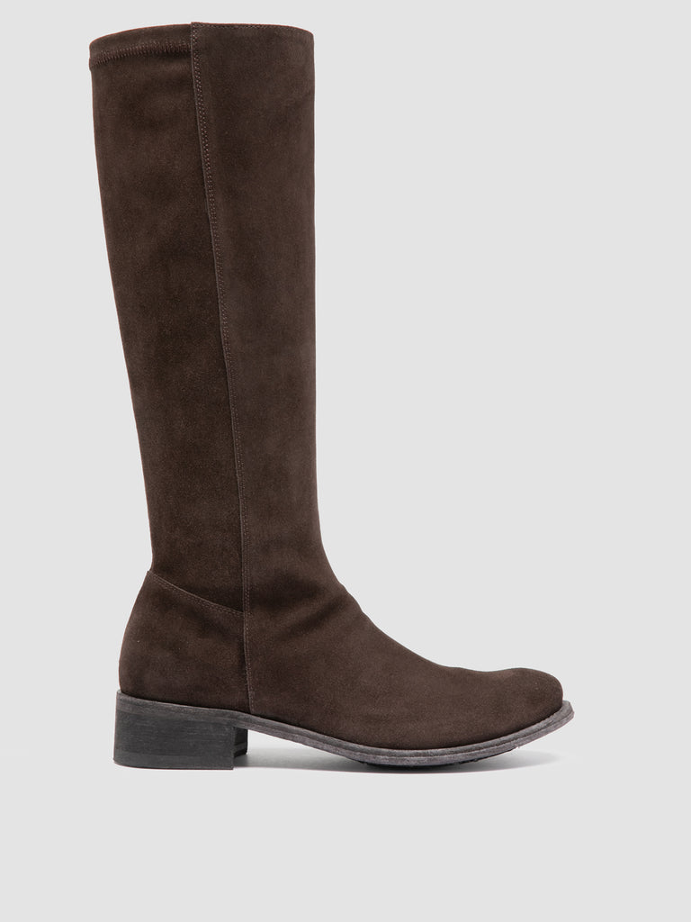 LISON 035 - Brown Stretch Suede Boots
