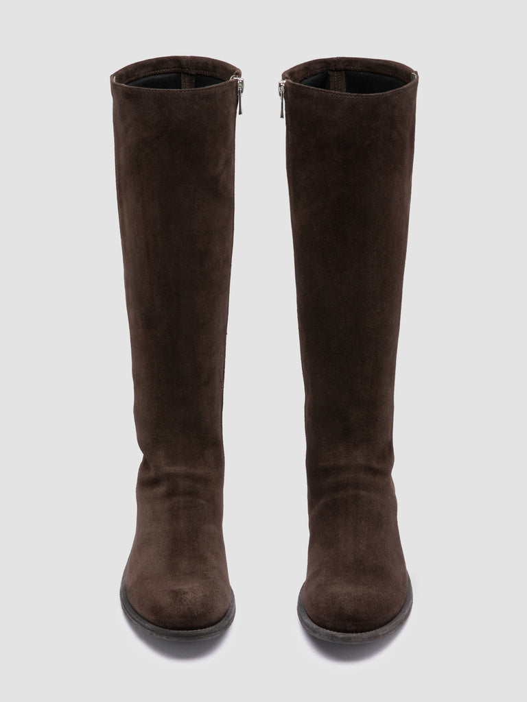 LISON 035 - Brown Stretch Suede Boots