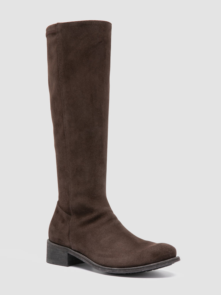 LISON 035 - Brown Stretch Suede Boots