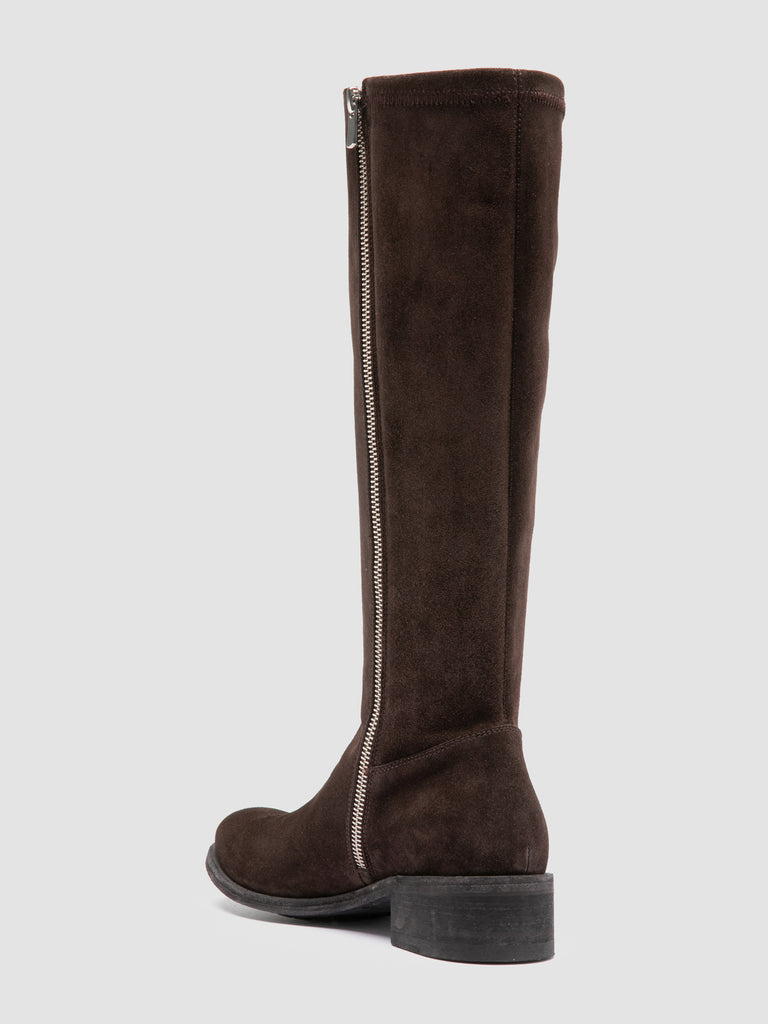 LISON 035 - Brown Stretch Suede Boots