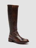 LISON 035 - Brown Stretch Leather Boots