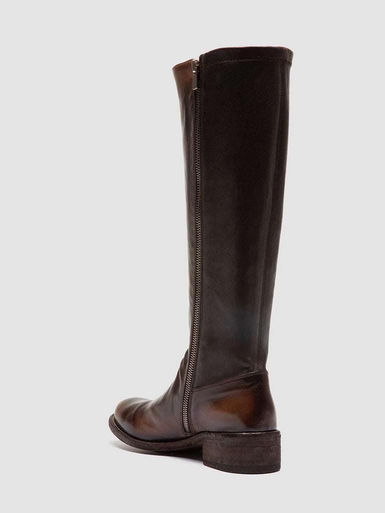 LISON 035 - Brown Stretch Leather Boots