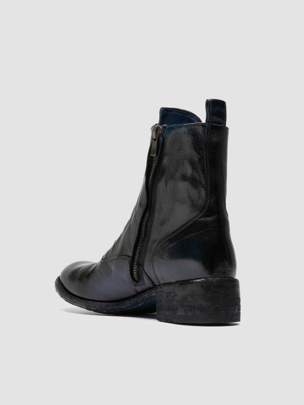LISON 036 - Black Leather Zipped Boots