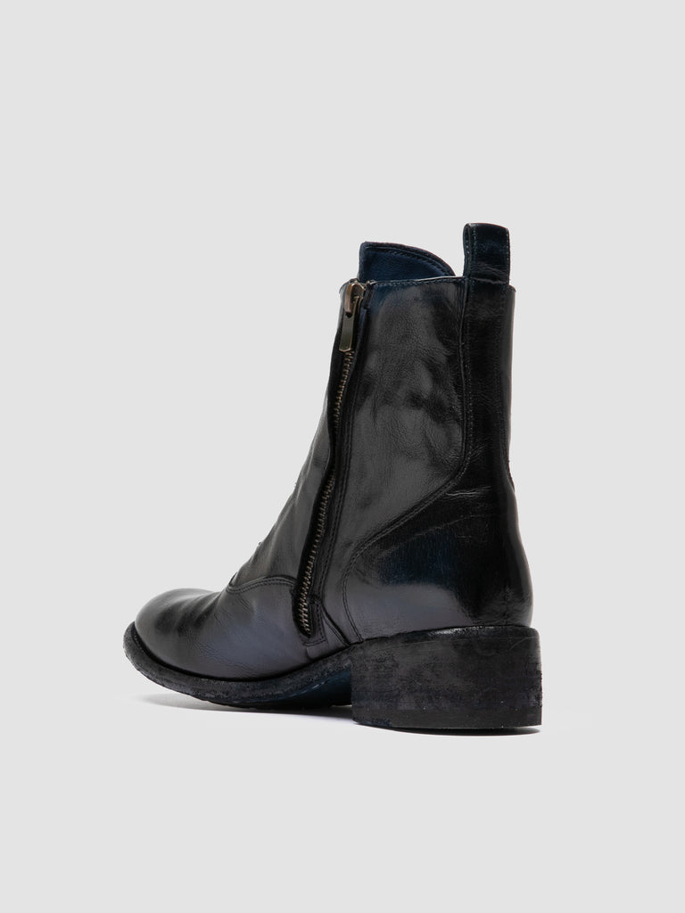 LISON 036 - Black Leather Zipped Boots