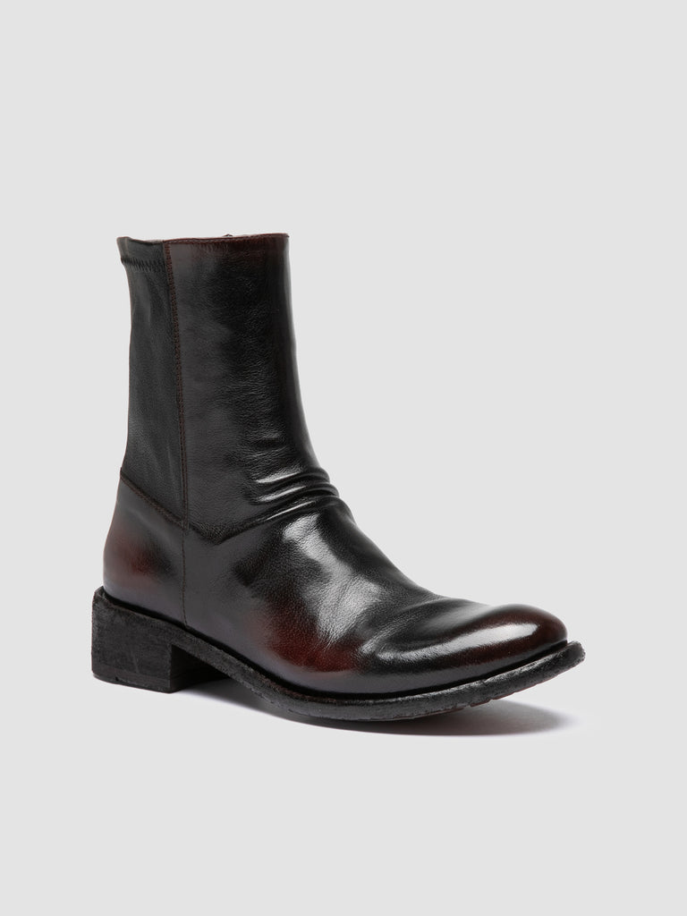 LISON 041 - Burgundy Leather Ankle Boots