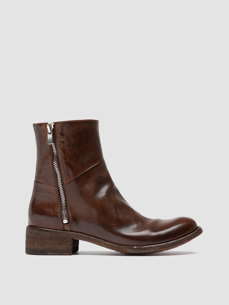 LISON 066 - Brown Leather Zipped Boots