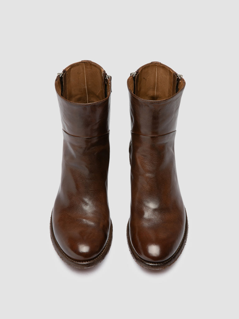 LISON 066 - Brown Leather Zipped Boots