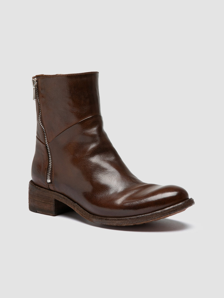 LISON 066 - Brown Leather Zipped Boots