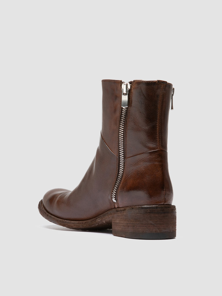 LISON 066 - Brown Leather Zipped Boots