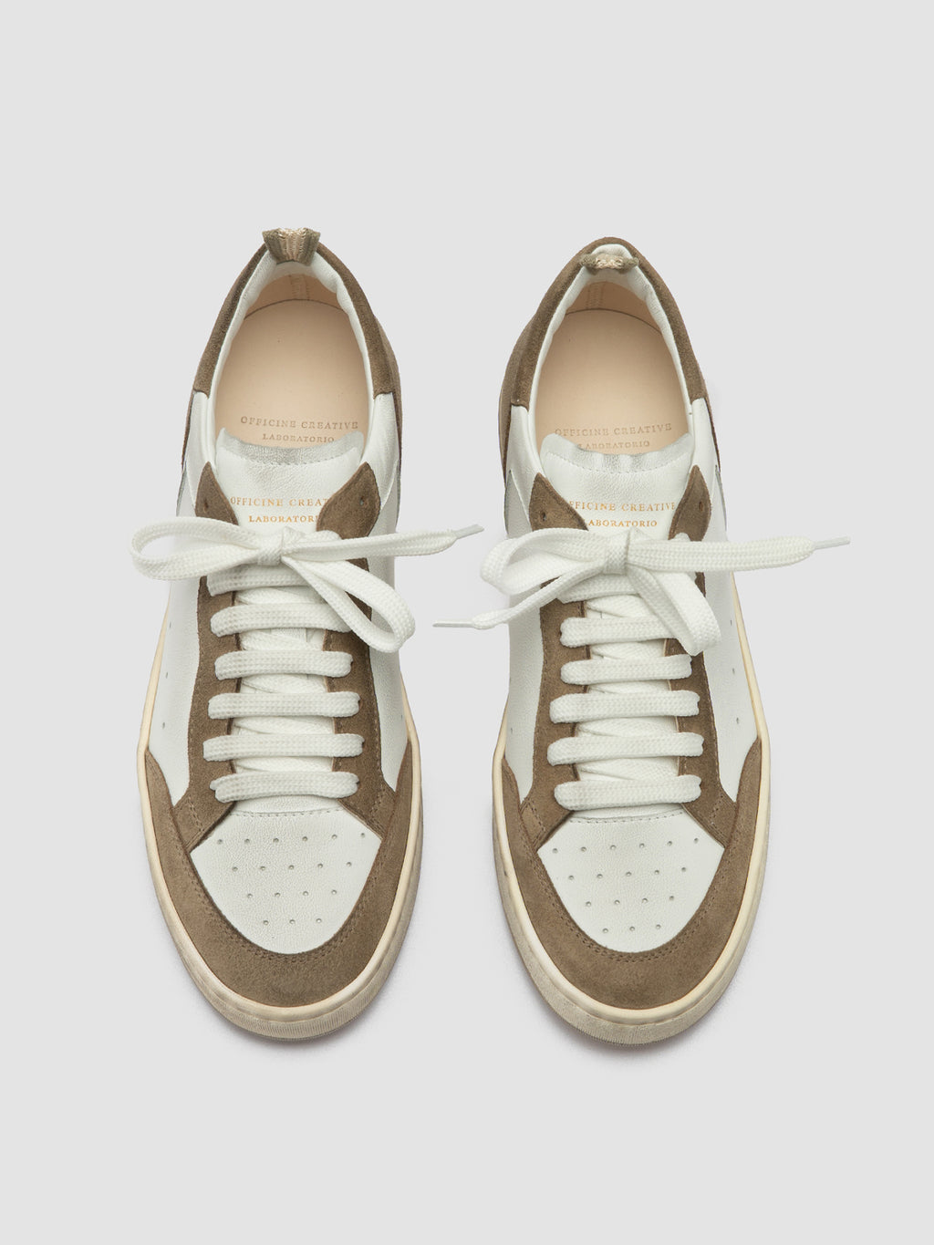 MAGIC 101 - White Leather and Suede Low Top Sneakers