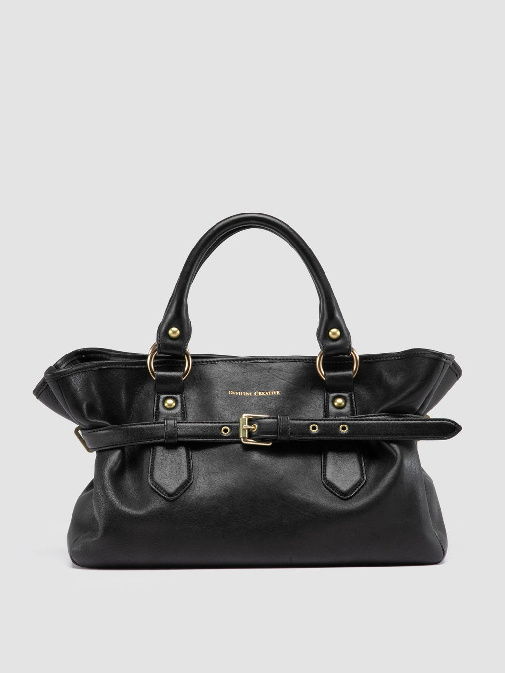 MEG 002 - Black Leather Handle Bag - image 1,side view