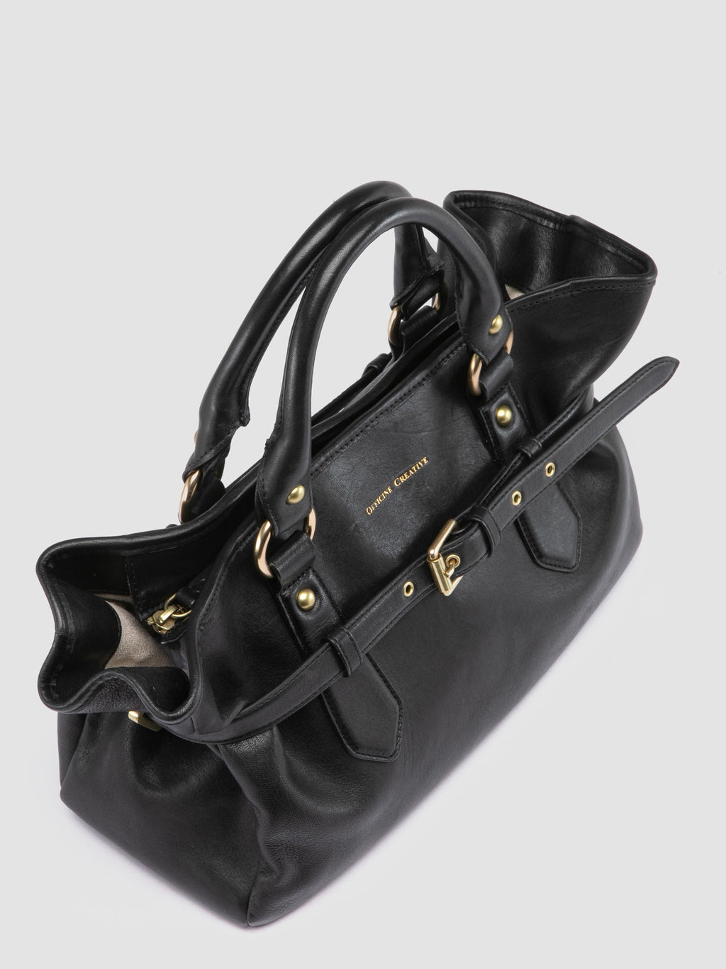 MEG 002 - Black Leather Handle Bag - image 2,side view