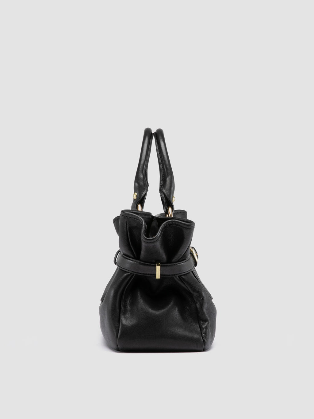 MEG 002 - Black Leather Handle Bag - image 3,side view