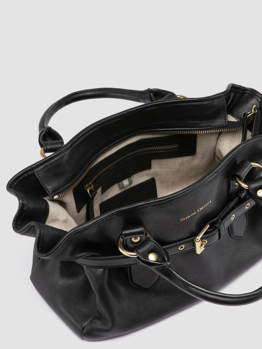 MEG 002 - Black Leather Handle Bag - image 6,side view