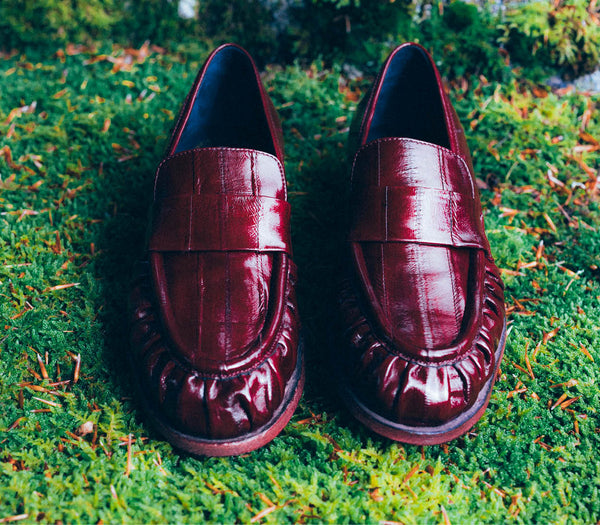 Officine Creative - women's burgundy leather loafers