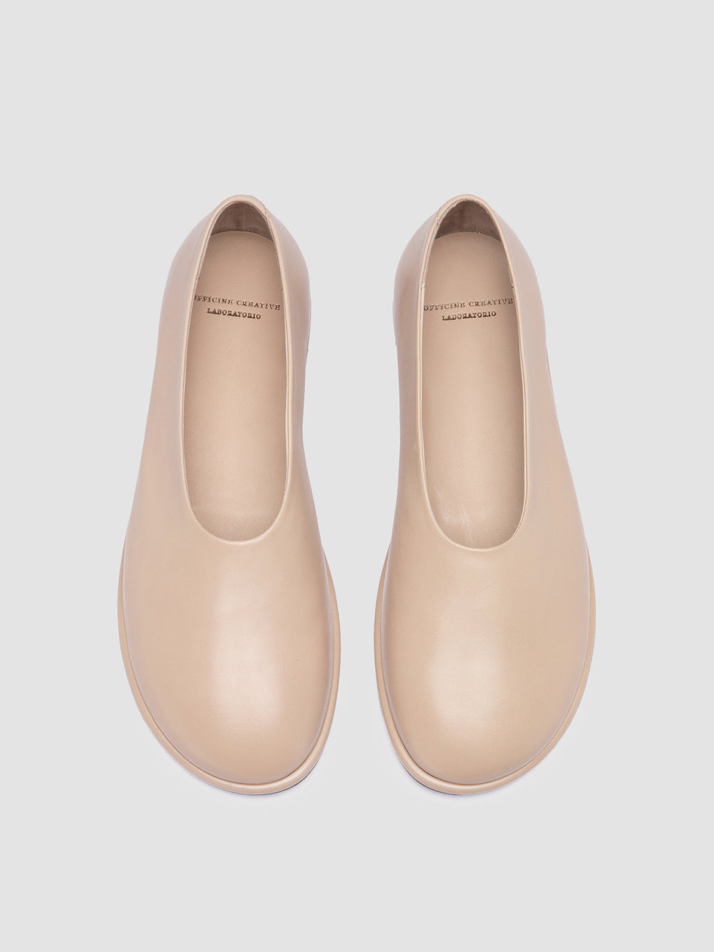 MIENNE 110 - Ivory Leather Ballerina Shoes - image 2,side view