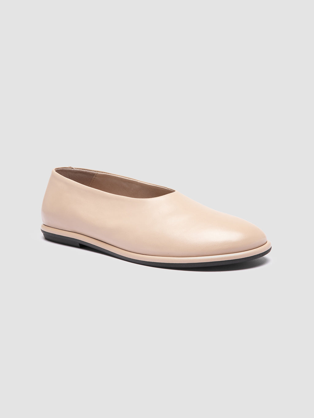 MIENNE 110 - Ivory Leather Ballerina Shoes - image 3,side view