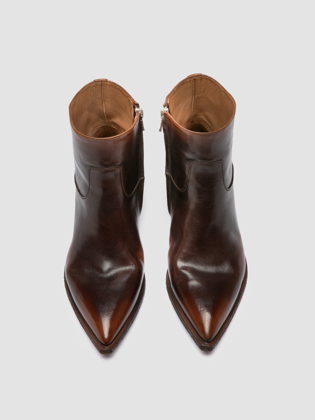 NOELIE DD 102 - Brown Leather Zip Boots - image 2,side view