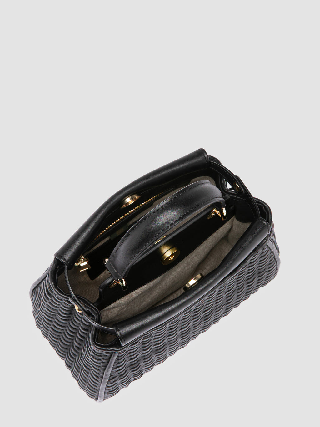 NOLITA 029 - Black Woven Leather Handle Bag