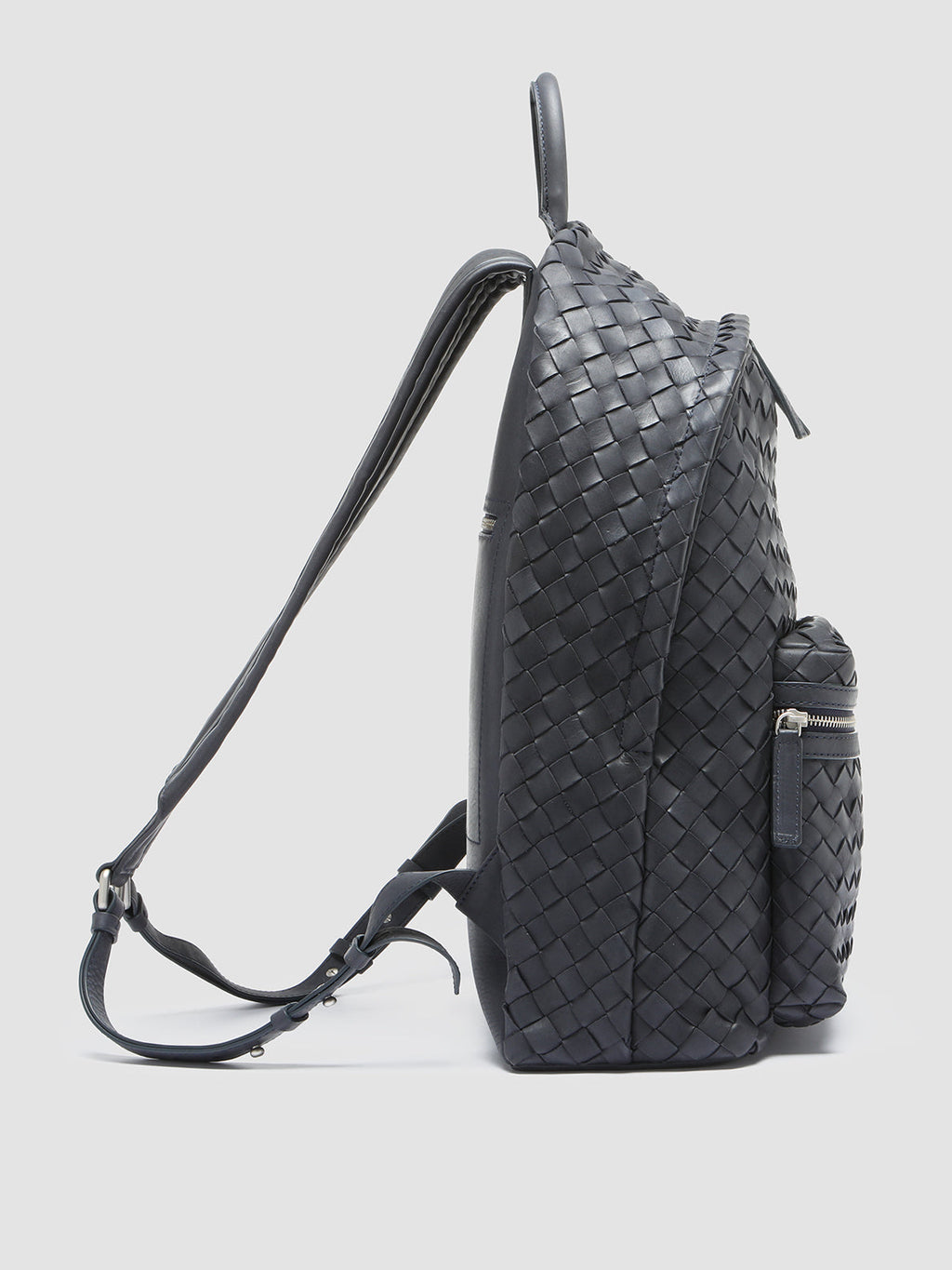 ARMOR 04 - Blauer Lederrucksack - image 3,side view
