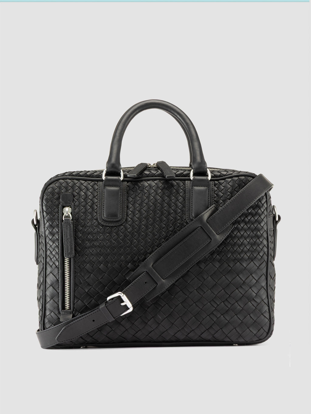 ARMOR 011 - Black Woven Leather Bag - image 1,side view