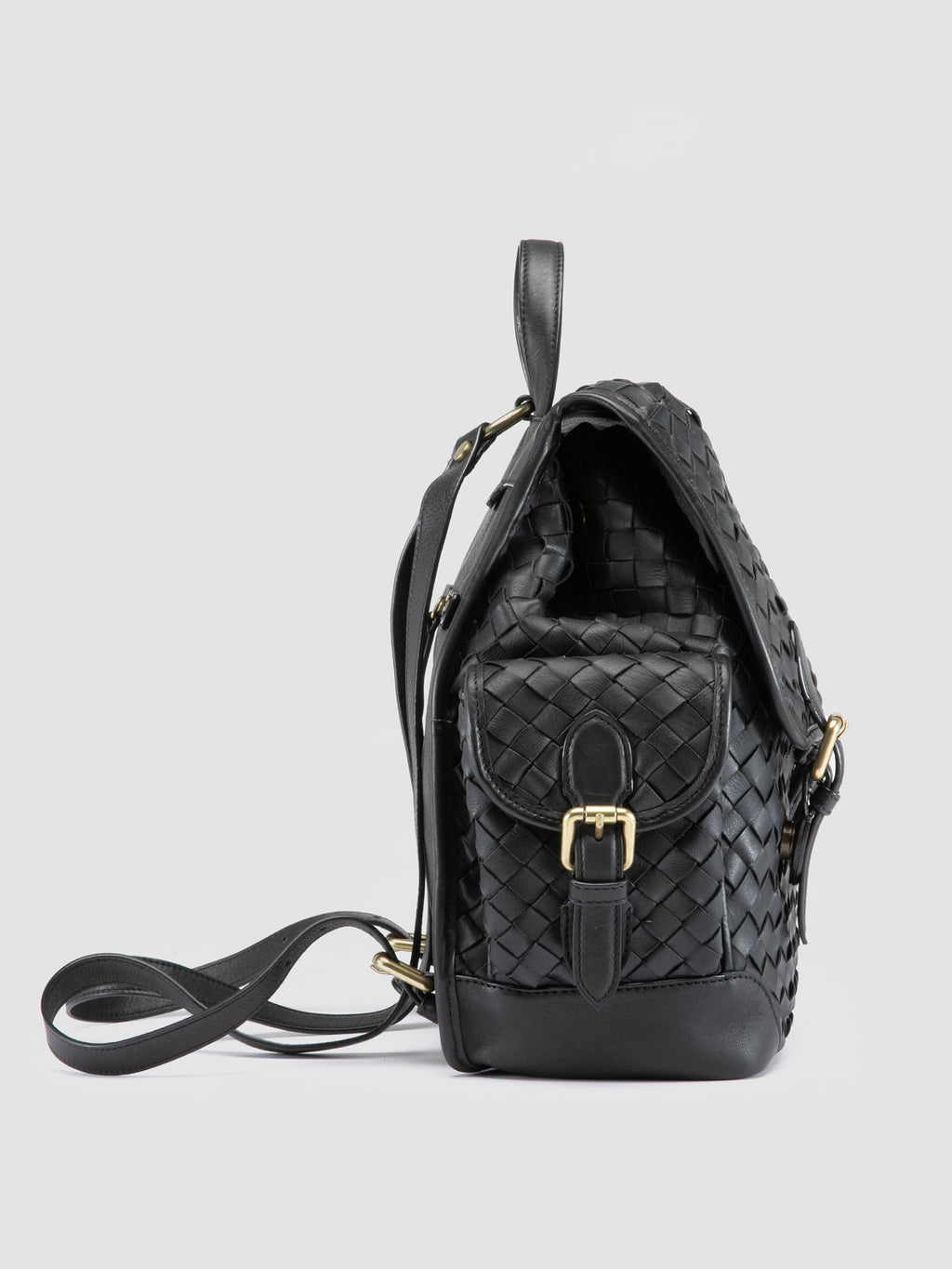 AURA 004 - Zaino in Pelle Nera - image 3,side view