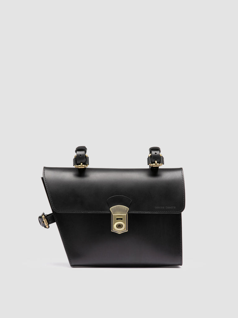 OC BIKE 001 - Schwarze Fahrradtasche aus Leder