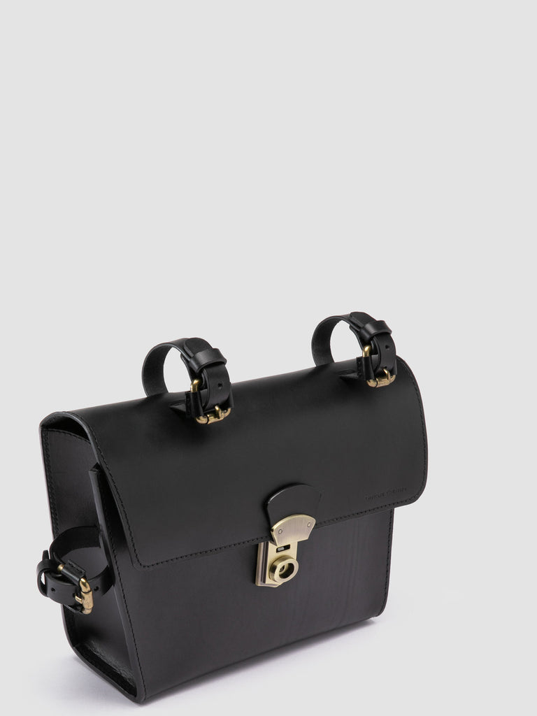 OC BIKE 001 - Schwarze Fahrradtasche aus Leder-hover