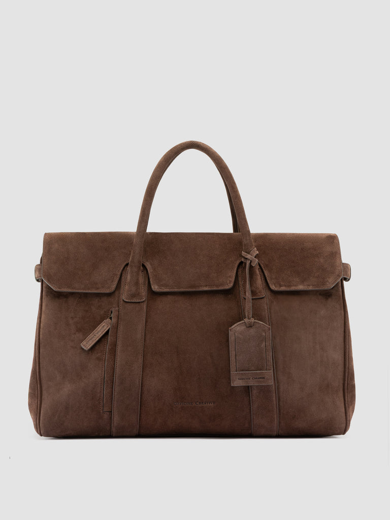 BOSTONIAN 001 - Borsa Weekender in Pelle Scamosciata Marrone