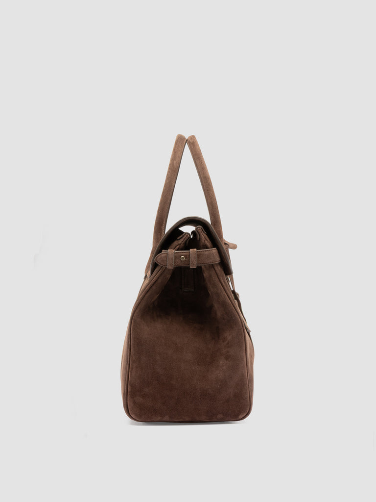 BOSTONIAN 001 - Borsa Weekender in Pelle Scamosciata Marrone
